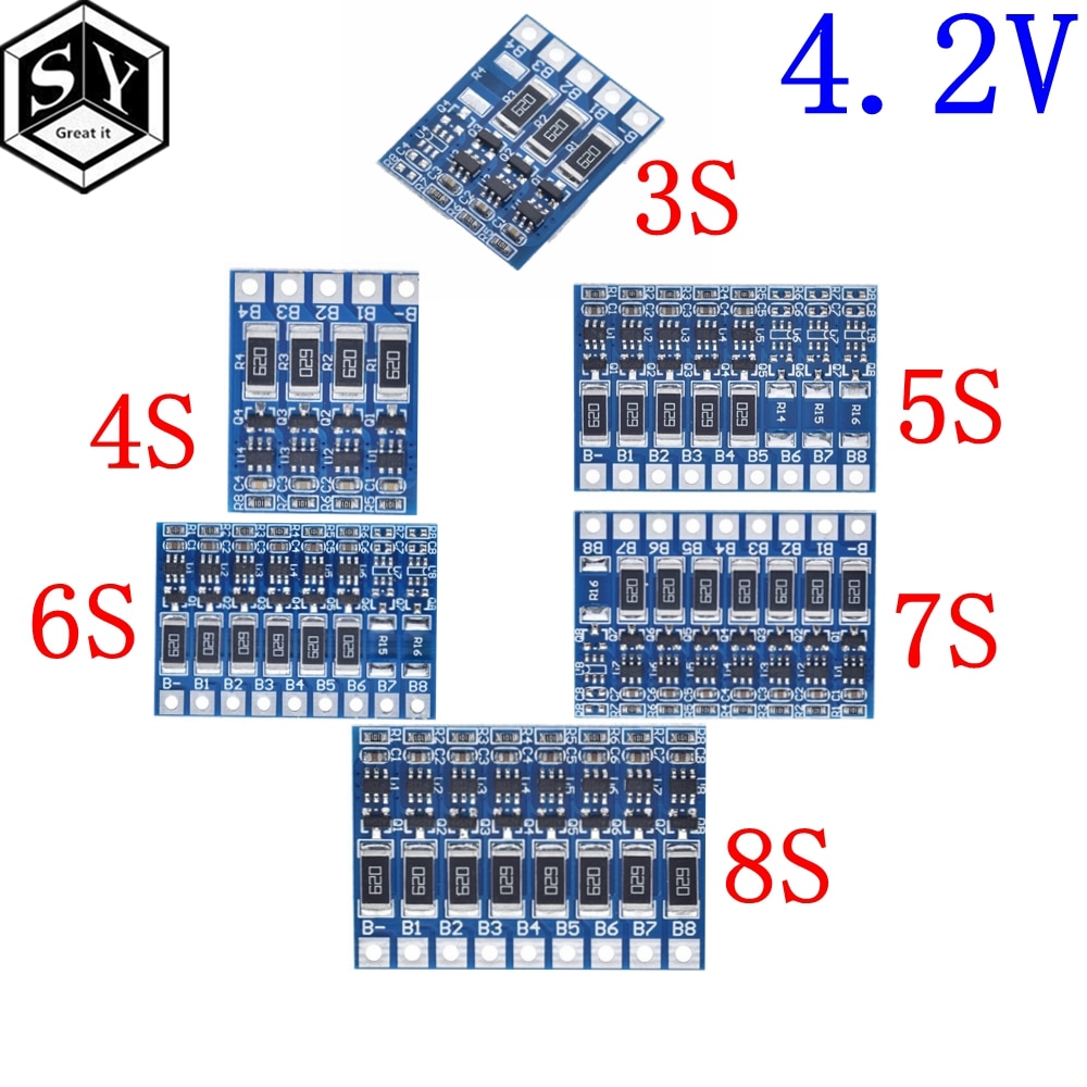 3s 4S 5S 6S 7S 8S 21V 4.2v平衡板18650平衡滿充平衡功能保護板