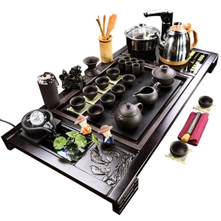 免運 功夫茶具套裝 茶具組 茶器 懶人茶具 泡茶組 送禮禮品傢用全自動一體泡茶臺 燒水壺 茶盤 燒水壺 茶道 茶桌 茶海