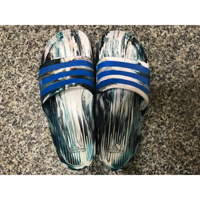 Adidas 拖鞋 潑墨