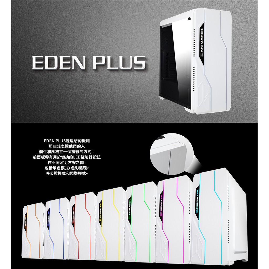 《LuBao》(福利品出清、買就送滑鼠）EDEN-PLUS 白色 可切換RGB電腦機殼 ATX