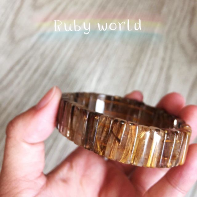 《Ruby world水晶》滿絲咖啡鈦金手排