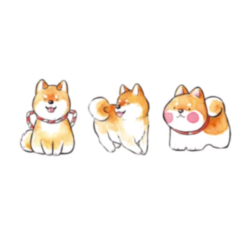彩色可愛柴柴柴犬動物圖案紋身貼紙 Neco Miru 蝦皮購物