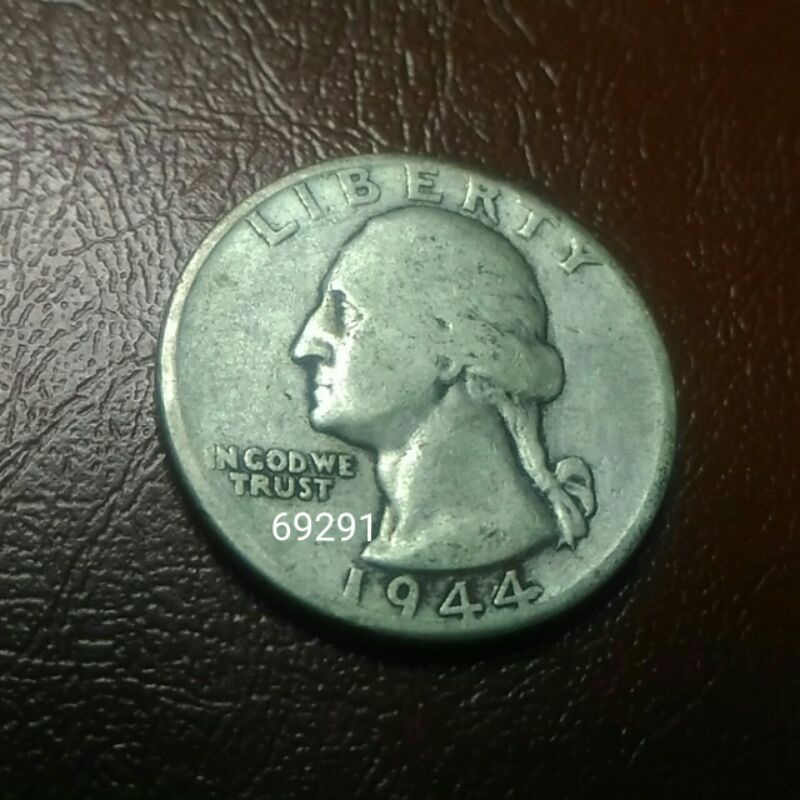 1944美國25美分銀幣，美國25美分硬幣，美國銀幣，銀幣，美國25分，錢幣，幣，紀念幣~1944年美國25美分硬幣