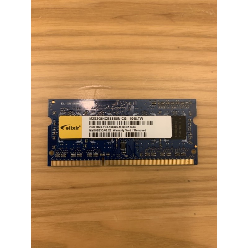筆記型電腦記憶體 2GB DDR3 RAM 1Rx8 PC3-10600S Elixir