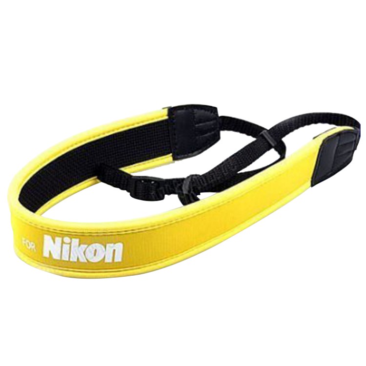 捷華@Nikon黃底白字背帶 尼康 數位相機專用 減壓背帶 黃色版【防滑設計，寬版加厚設計】單眼相機肩帶