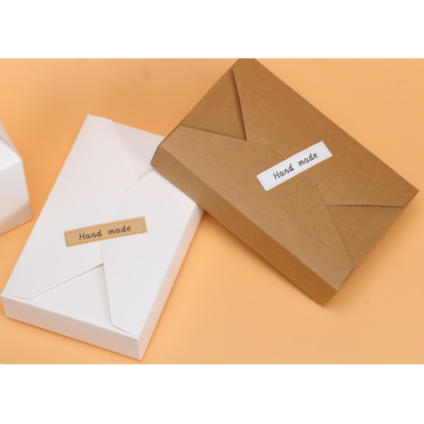 【嚴選SHOP】牛皮信封式盒 紙盒 情人節禮物 禮品包裝 牛皮紙盒 餅乾盒 禮品 蛋糕 西點盒 牛軋糖喜糖盒【C500】