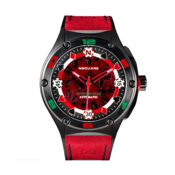 【NSQUARE】CASINO系列限量皇家賭場橡膠腕錶-黑紅款/G0544-N40.3/台灣總代理公司貨享兩年保固