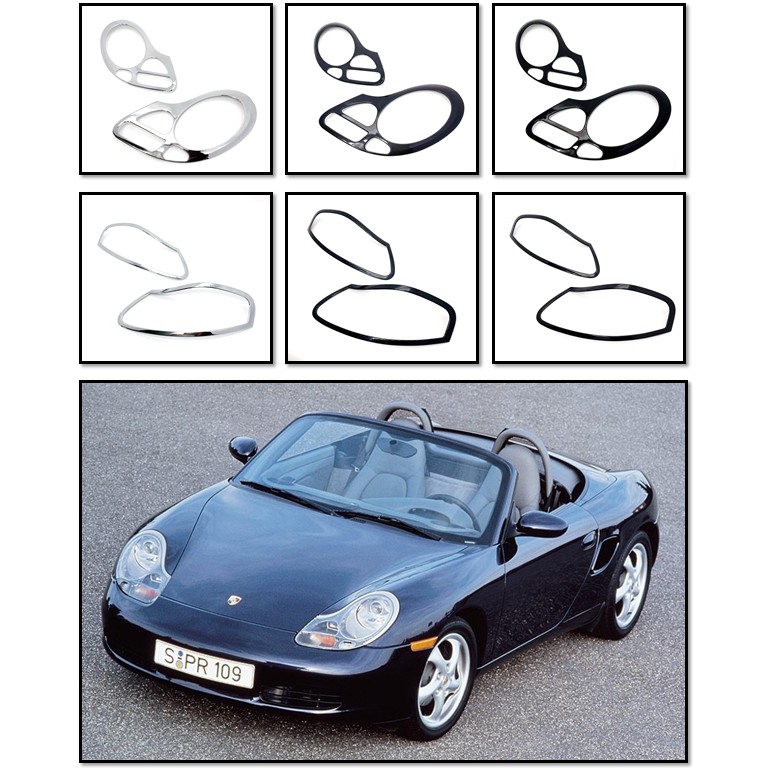 圓夢工廠 Porsche 保時捷 Boxster 986 前燈框 後燈框 鍍鉻銀 烤漆黑 卡夢 碳纖紋 改裝 車燈框