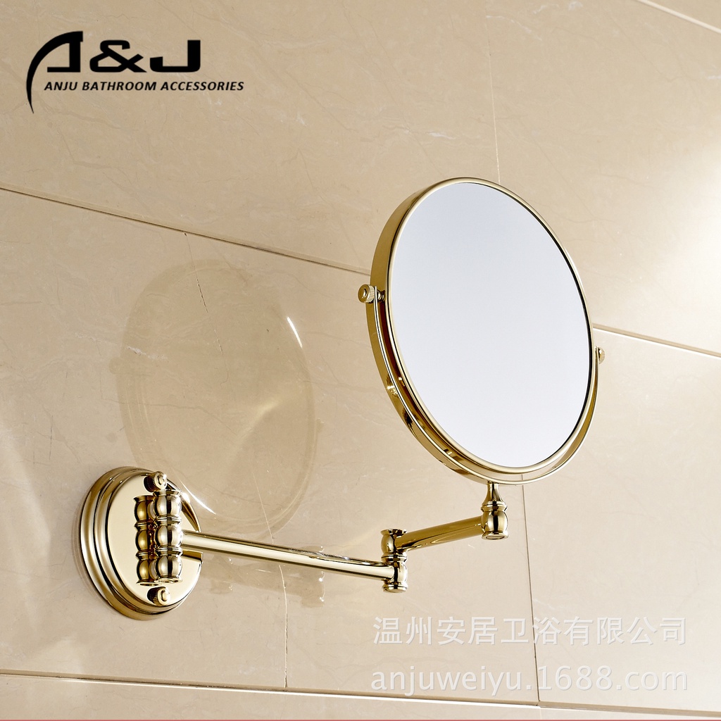 DOUBBLE浴室化妝鏡美容鏡衛生間伸縮鏡子高清折疊旋轉鏡雙面放大壁掛鏡子預購＊