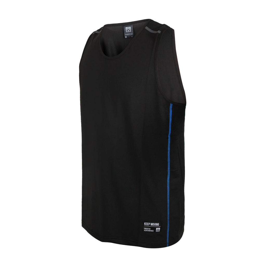 FIRESTAR 男彈性訓練籃球背心(運動 慢跑 路跑 無袖上衣 吸濕排汗 反光「B1708-92」 黑藍