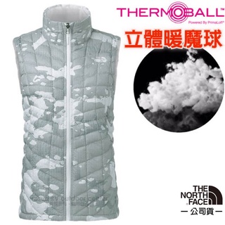 【美國 The North Face】女 ThermoBall 極輕量防潑防風運動背心 科技羽絨背心 灰迷彩 363U