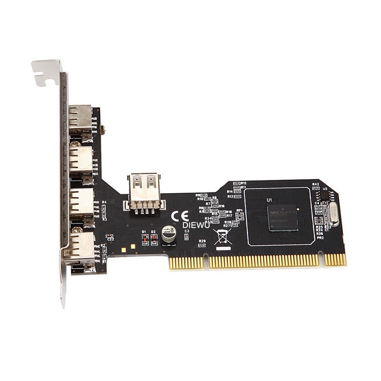 DIEWU PCI轉USB2.0卡高速2.0擴展卡臺式機PCI 轉5口NEC芯片轉接卡