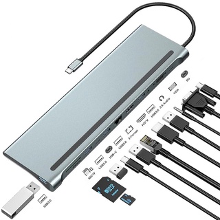 12 合 1 Type-C 擴展塢 USB-C 適配器至 HDMI 4k Rj45 VGA PD Charge SD /