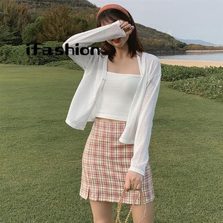 ifashion』白色超仙 防曬衣女 披肩 外搭 罩衫 針織開衫 小外套 防曬外套 女生上衣