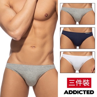 ADDICTED-棉質男三角內褲三入超值裝-AD984-3 PACK COTTON BIKINI-[酷男衣工廠]