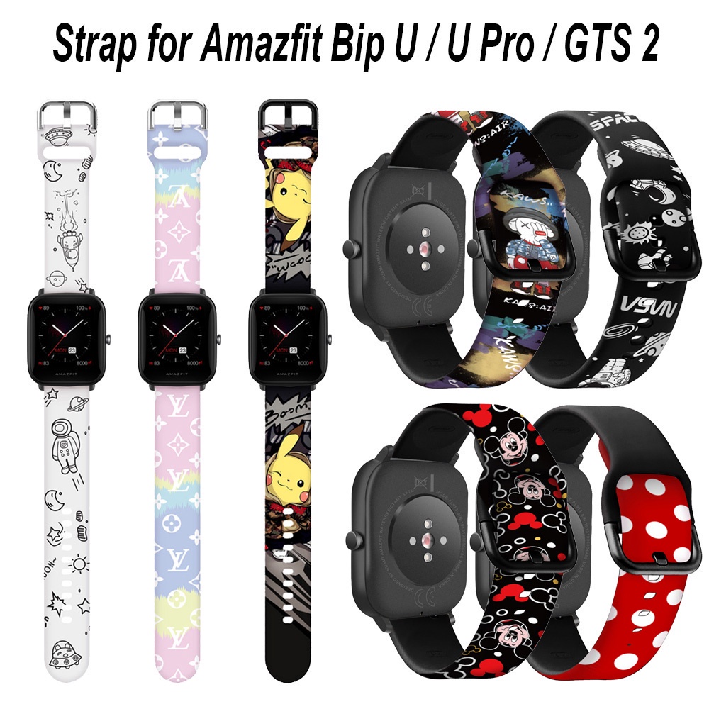 華米Amazfit Bip U Pro GTS 3 2印花錶帶 米動手錶錶帶 Bip S GTS 4 Mini 矽膠腕帶