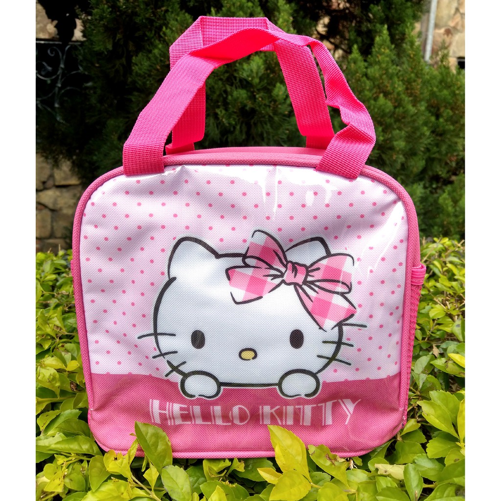 卡漫城 -  Hello Kitty 便當袋 粉 ㊣版 手提袋 拉鍊式 餐袋 保溫袋 保冷袋 方型 造型 保冰袋 飲料袋