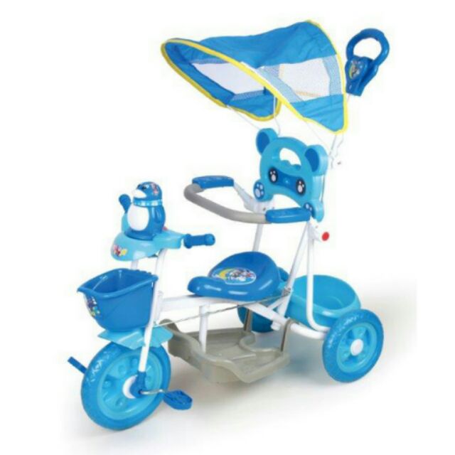 全新兒童三輪親子手推車，兒童三輪車安全護圍，可後控，安全大踏板