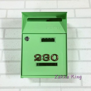 [HOME] 馬卡龍綠色信箱 附門牌號碼 蝦皮超取限2件 POST 鍛鐵信箱 雙投信口 郵箱 信件箱 耐候性佳
