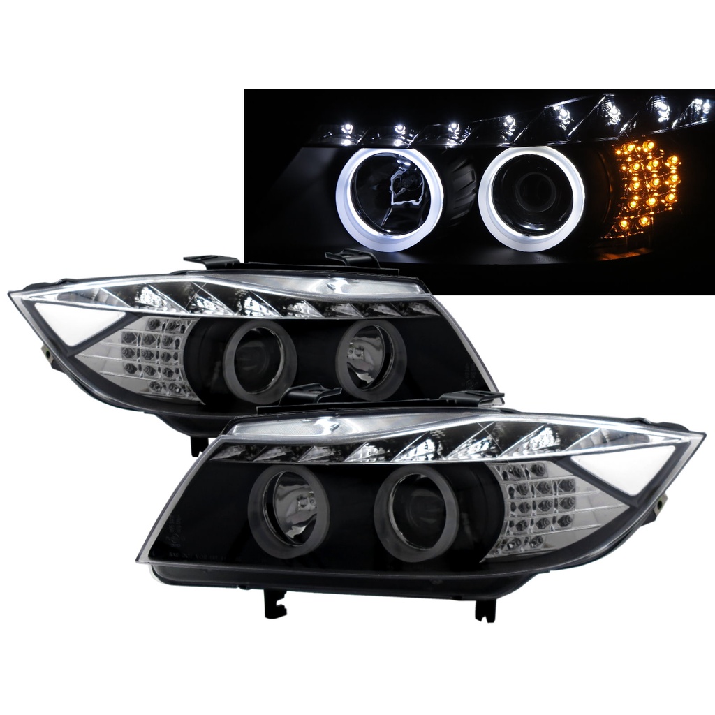 卡嗶車燈 適用 BMW 寶馬 3系列 E90/E91 2005-2008 3D光圈天使眼魚眼 大燈 LED方向燈