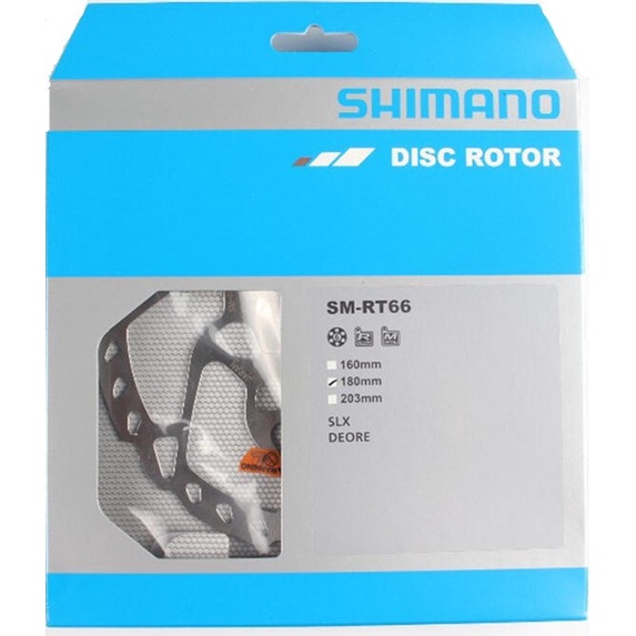 SHIMANO RT66 180mm 國際六孔碟盤，金屬及樹脂來令片/煞車皮通用，盒裝公司貨