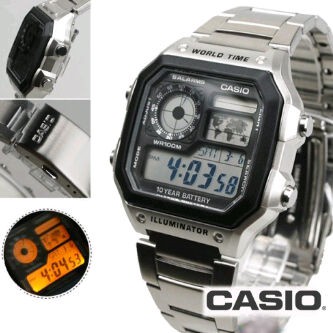 CASIO-1 防水100米、、1/100秒計時碼錶. AE-1200WHD 8426+5