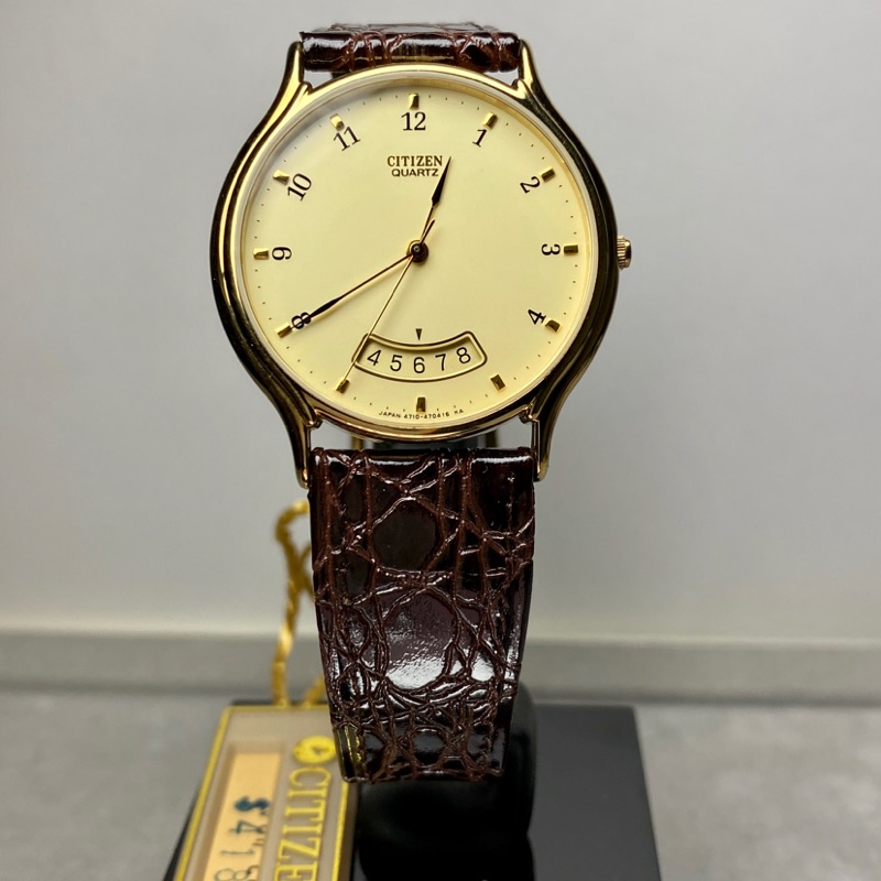 CITIZEN 星辰錶 antique古董vintage復古 皮帶輕薄 石英錶4710 老星辰