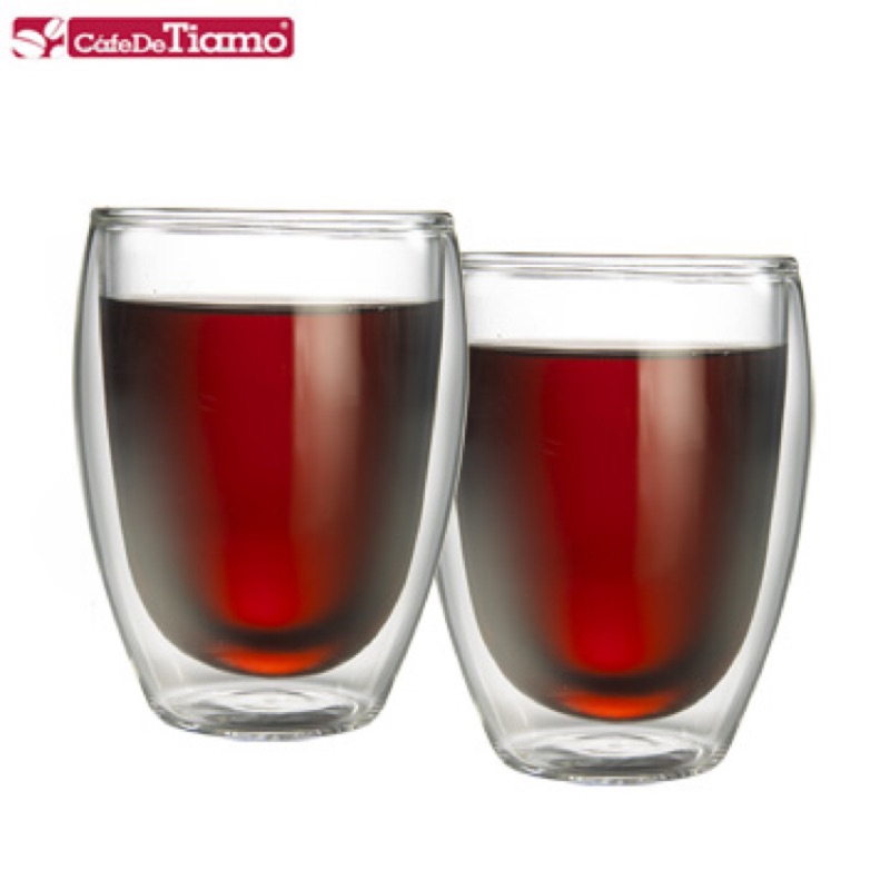 Tiamo耐熱雙層玻璃杯隔熱杯360cc/2入咖啡杯HG2233有效隔熱不燙手