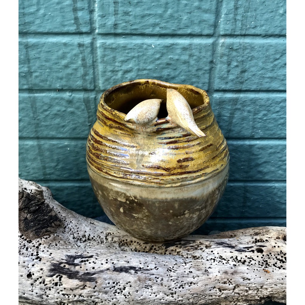 品牌 獨創堂kcreative 陶燒雙燕巢盆栽花器陶器花盆花器植物小品盆栽擺飾盆栽日式花器 蝦皮購物