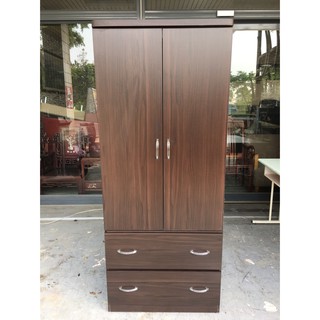 香榭二手傢俱*全新精品 百合胡桃色2.5尺 二抽衣櫃-衣櫥-男櫃-吊衣櫃-收納櫃-掛衣櫃-儲藏櫃-置物櫃-臺中傢俱回收