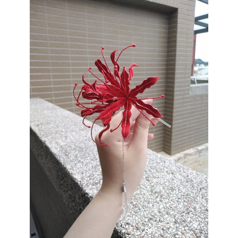 彼岸花纏花髮簪 附流蘇 纏花春仔花原創手作髮飾 蝦皮購物