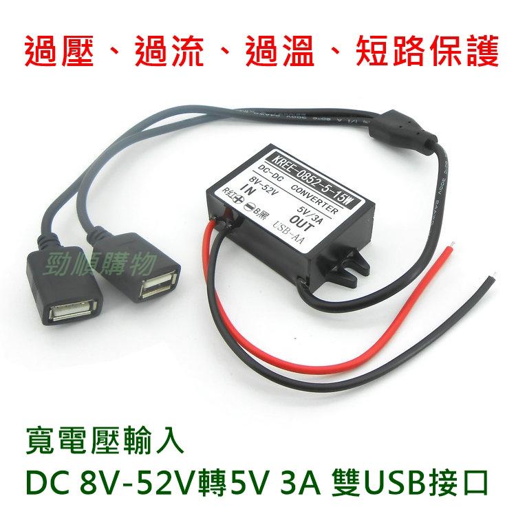 【勁順購物】DC-DC 降壓模組 輸入8-52V 輸出5V 12V轉5V 24V/48V轉5V 雙USB接口(B065)