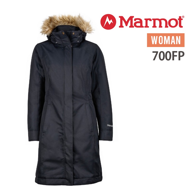 Marmot 美國 Chelsea 女款防水羽絨保暖長大衣 700FP 防水透氣面料 內裡細刷毛 76560-0001