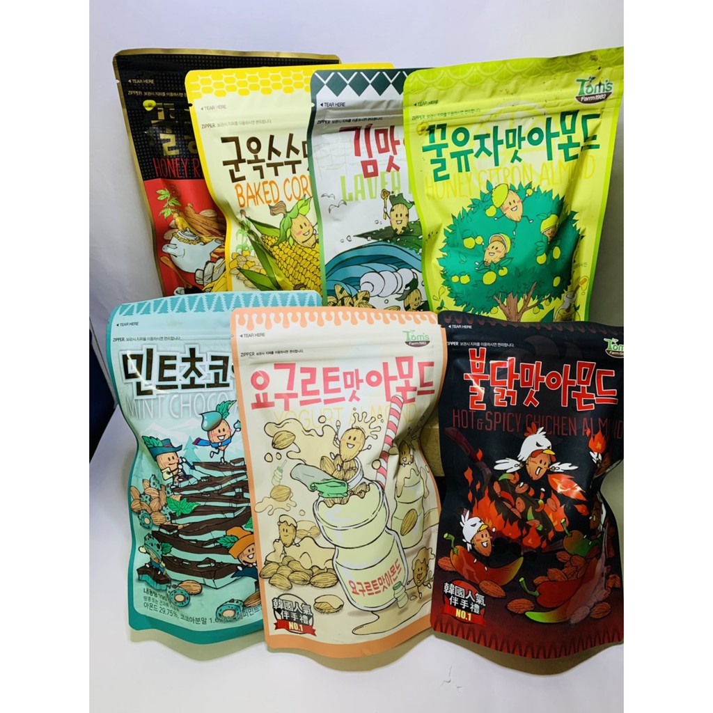 【好煮意】韓國Tom's 杏仁豆 乳酸 烤玉米 火辣雞 海苔 蜂蜜柚子 薄荷巧克力 蜂蜜紅蔘~