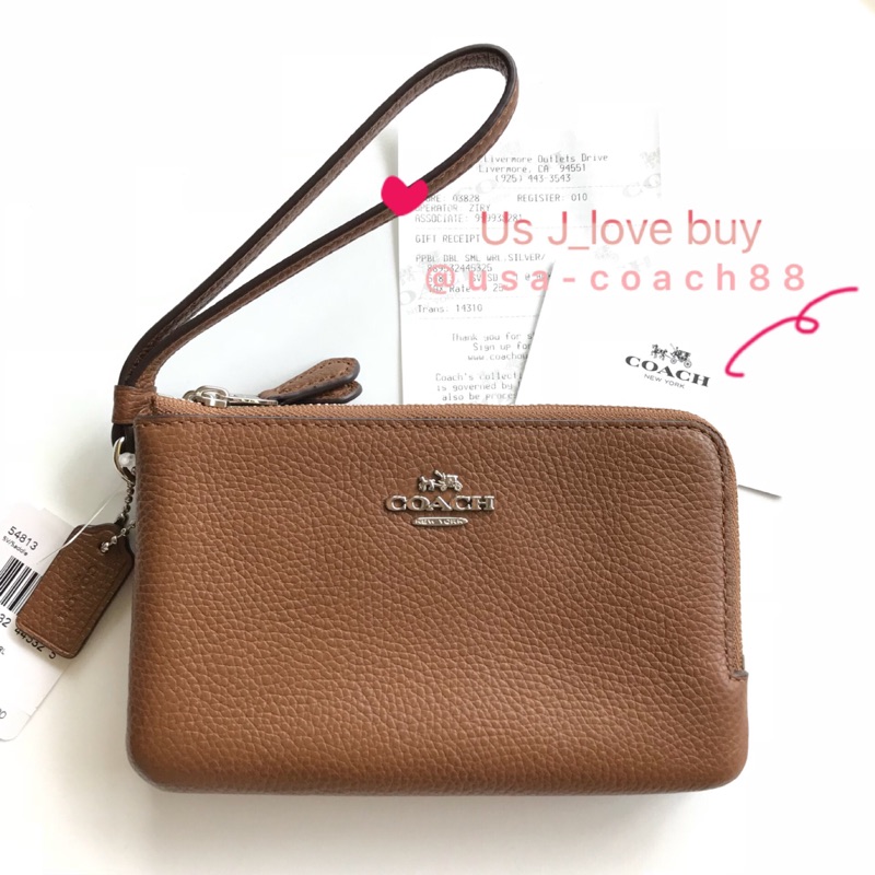 ❤️美國阿姐代購❤️COACH 54813 專櫃品 荔枝紋真皮皮革 雙層零錢包 i6手機包 手拿包-現貨在台