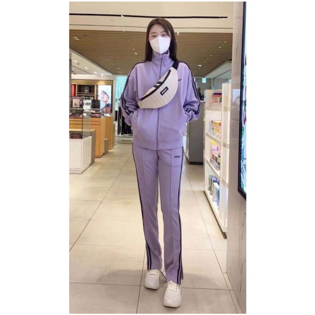 現貨正品🇰🇷Hi Korea韓國代購🌟NERDY太妍同款NY雙槓 紫色女款外套 夾克 男女款運動外套 套裝