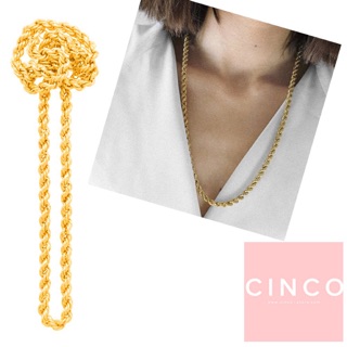 CINCO Bia necklace 925純銀鑲 24K金長項鍊 65公分簡約粗鍊