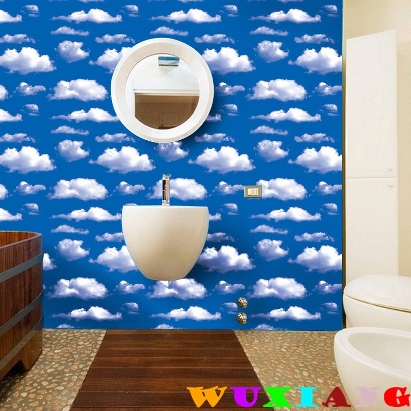 五象設計 DIY 壁貼 藍色天空白雲立體牆壁貼紙 天花板帶膠牆紙貼