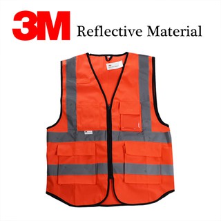 螢橘多口袋拉鍊反光安全背心 3M Reflective Material 符合遵循CNS15909