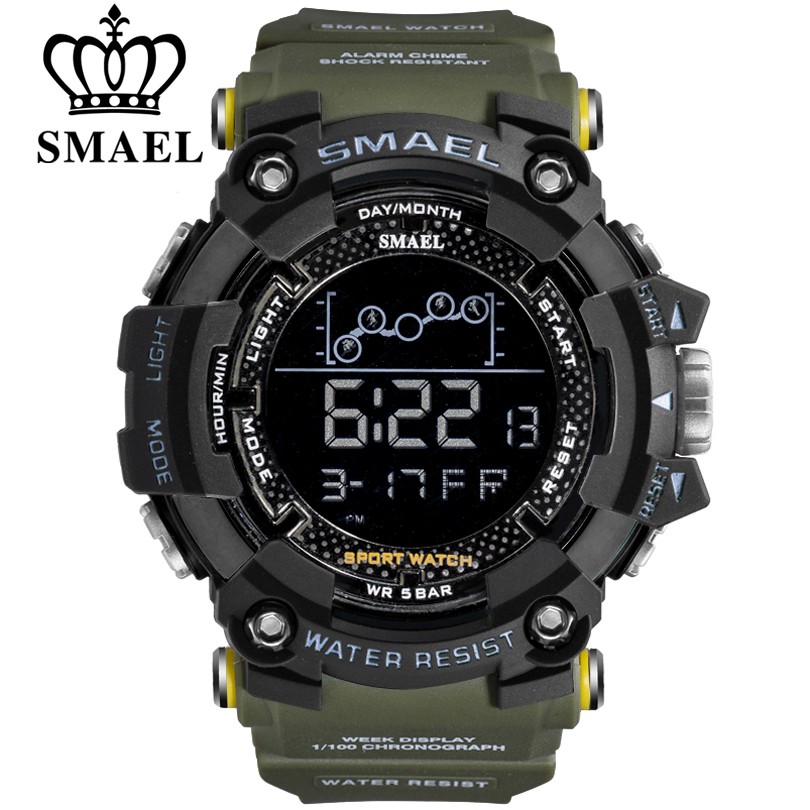 SMAEL男士手錶多功能學生手錶帶數字LED的戶外防水手錶1802
