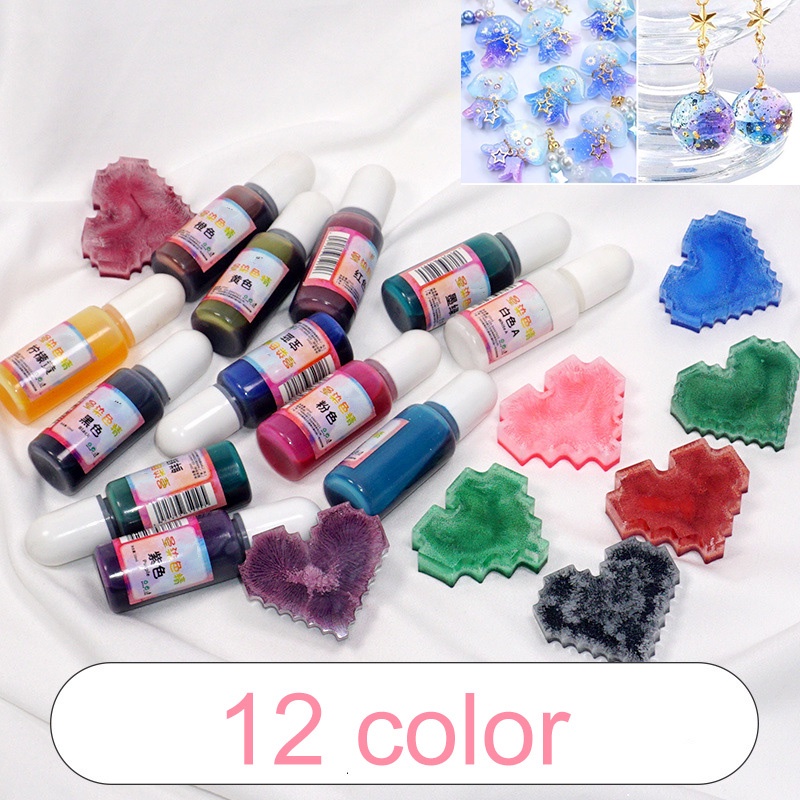 12 色 10ml 水晶環氧樹脂 UV 樹脂著色染料著色劑套裝 DIY 工藝