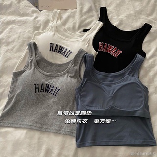 [美背抹胸內衣][裹胸打底上衣]韓版字母印花吊帶打底上衣帶胸墊外穿內搭辣妹夏季開啟運動背心女