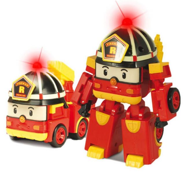 二手 POLI 波力 變形 消防車 LED 羅伊 機器人 兒童 玩具車