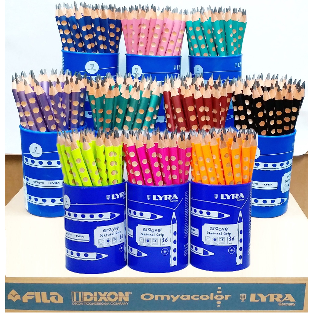 德國製 LYRA Groove 粗款三角洞洞鉛筆學習鉛筆一桶36隻/ 顏色可混搭