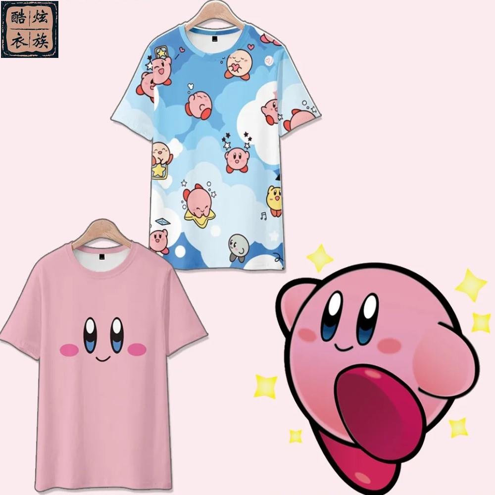 星之卡比短袖任天堂粉色惡魔Kirby學生動漫卡通套裝t恤衫衣服上衣