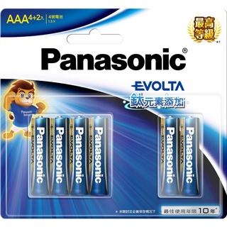 國際牌 Panasonic EVOLTA 超世代 鹼性電池 電池 卡裝 3號 / 4號 4+2入 藍鹼