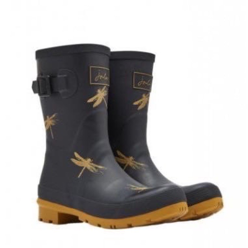 Miolla 英國品牌Joules 深棕黃蜻蜓 中筒雨鞋/雨靴