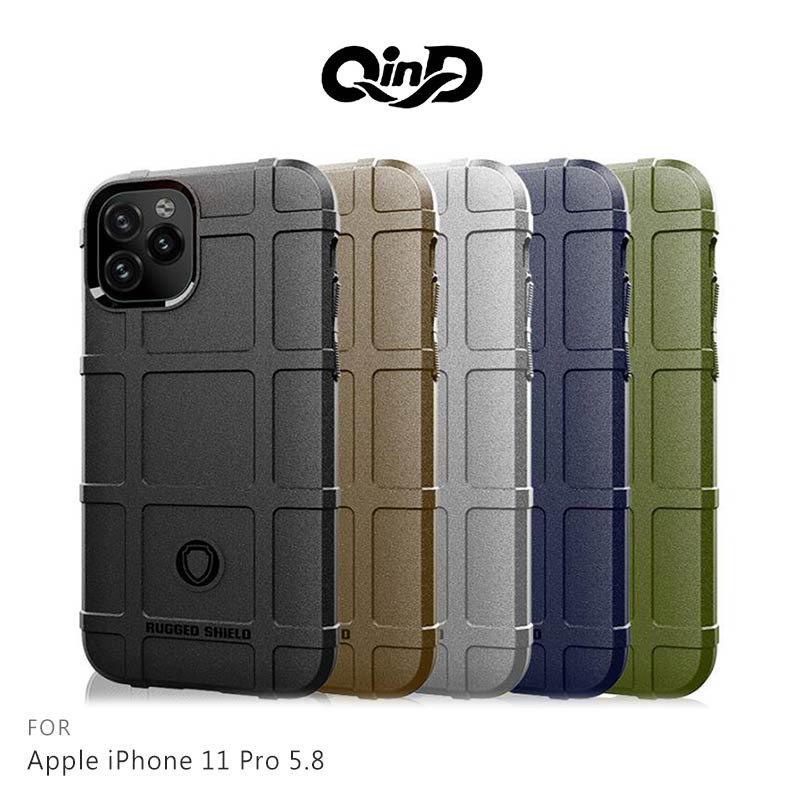 QinD Apple iPhone 11 Pro 5.8 戰術護盾保護套  保護殼 防摔 蘋果 手機殼 鏡頭加高 軍工加