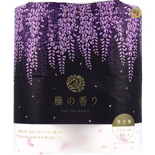 【JPGO】超取最多4包~日本製 四國特紙 滾筒式雙層衛生紙 4捲入~紫藤花