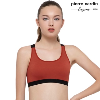 【pierre cardin 皮爾卡登女性內衣】粉嫩系交叉美背聚胸運動背心(單件-BRN-咖啡)-201-1041